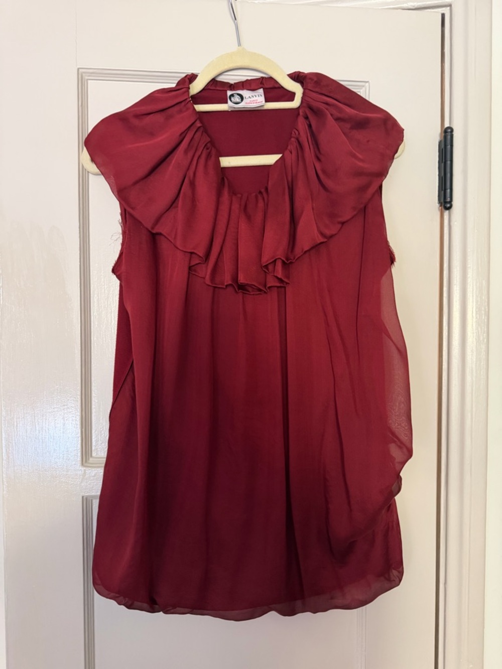 Lanvin Burgundy Scoop Neck Sleeveless Blouse Top Shirt  Size L